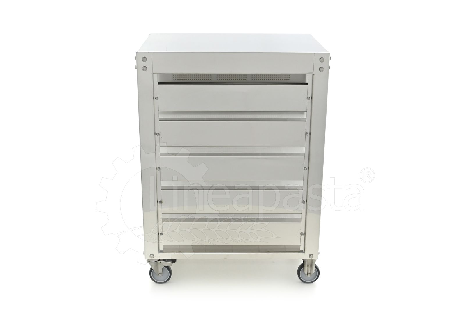 Carro de acero inoxidable para 5 cajas