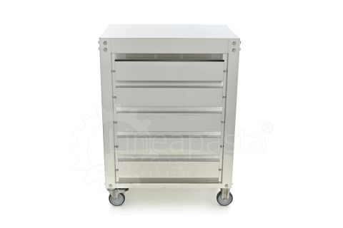 Carro de acero inoxidable para 5 cajas