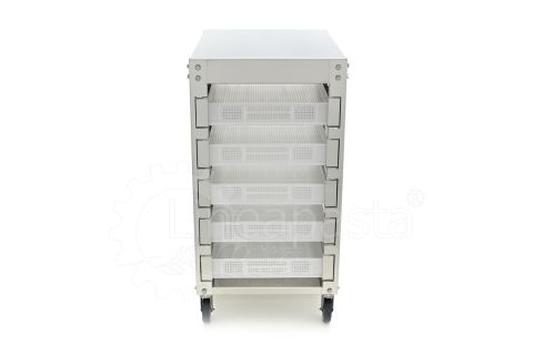 Carro de acero inoxidable para 5 cajas