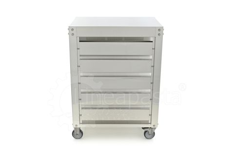 Carro de acero inoxidable para 5 cajas