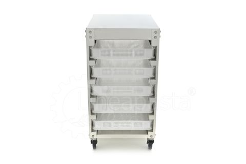 Carro de acero inoxidable para 5 cajas