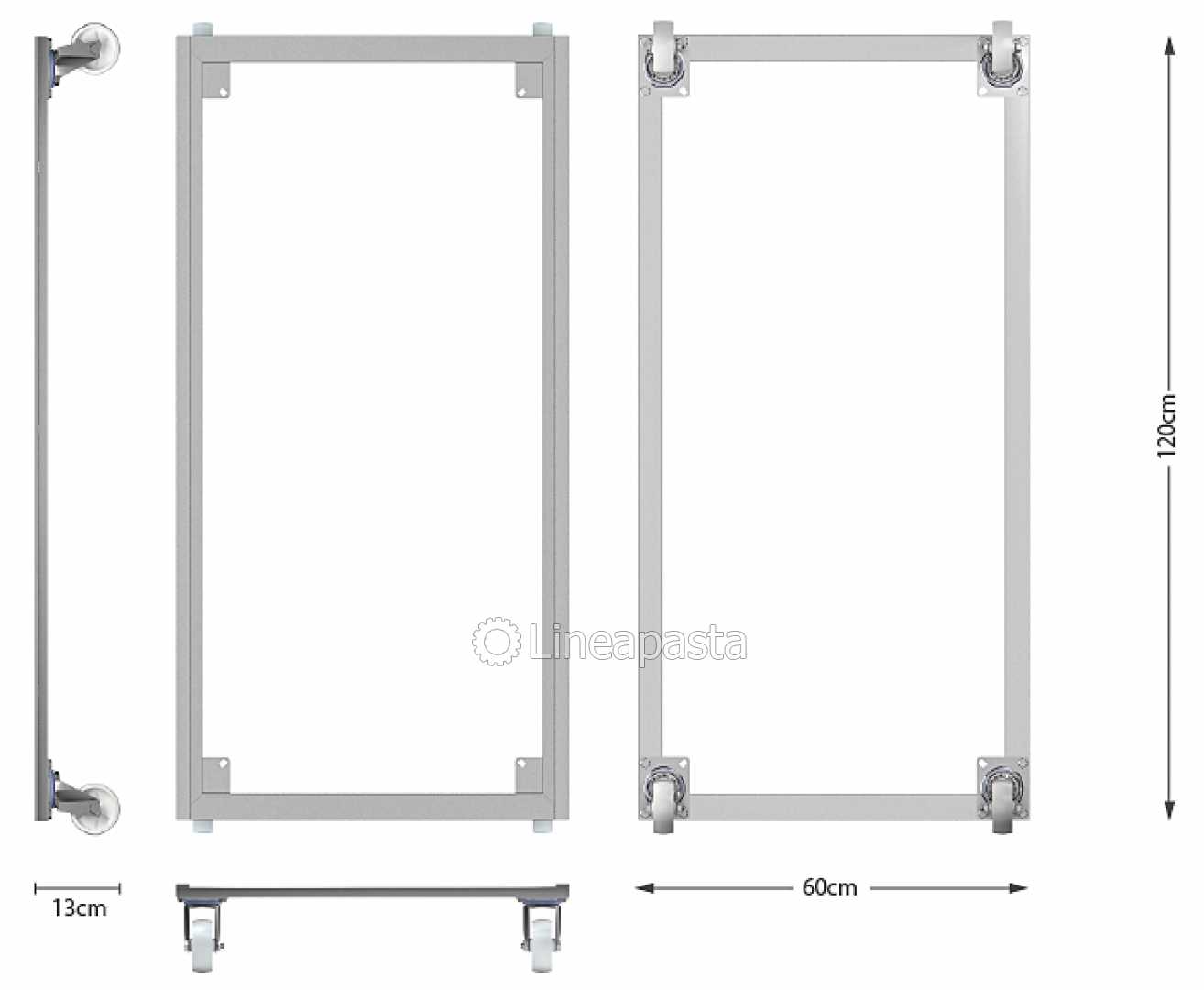 Stainless steel trolley for pasta frames