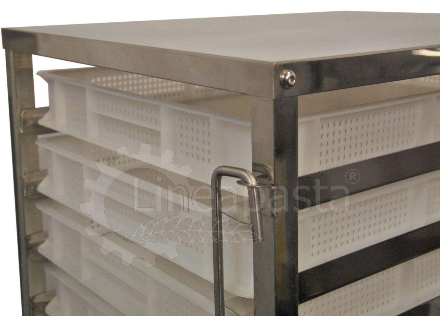 Stainless steel pasta trolley for 15 pasta trays