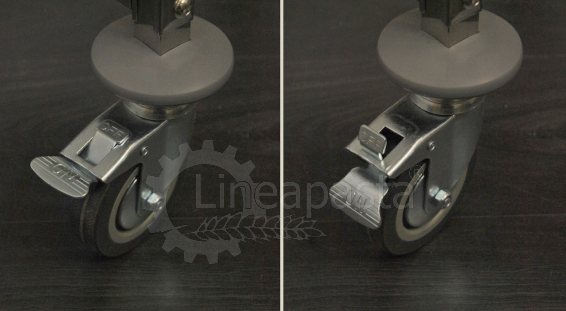 Stainless steel pasta trolley for 15 pasta trays Wheel locking system