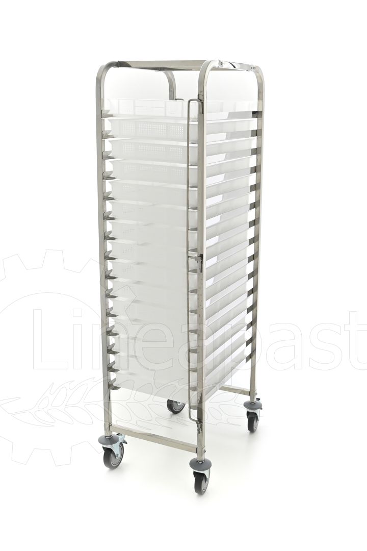 Stainless steel pasta trolley for 15 pasta trays