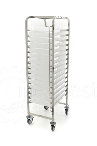 Stainless steel pasta trolley for 15 pasta trays