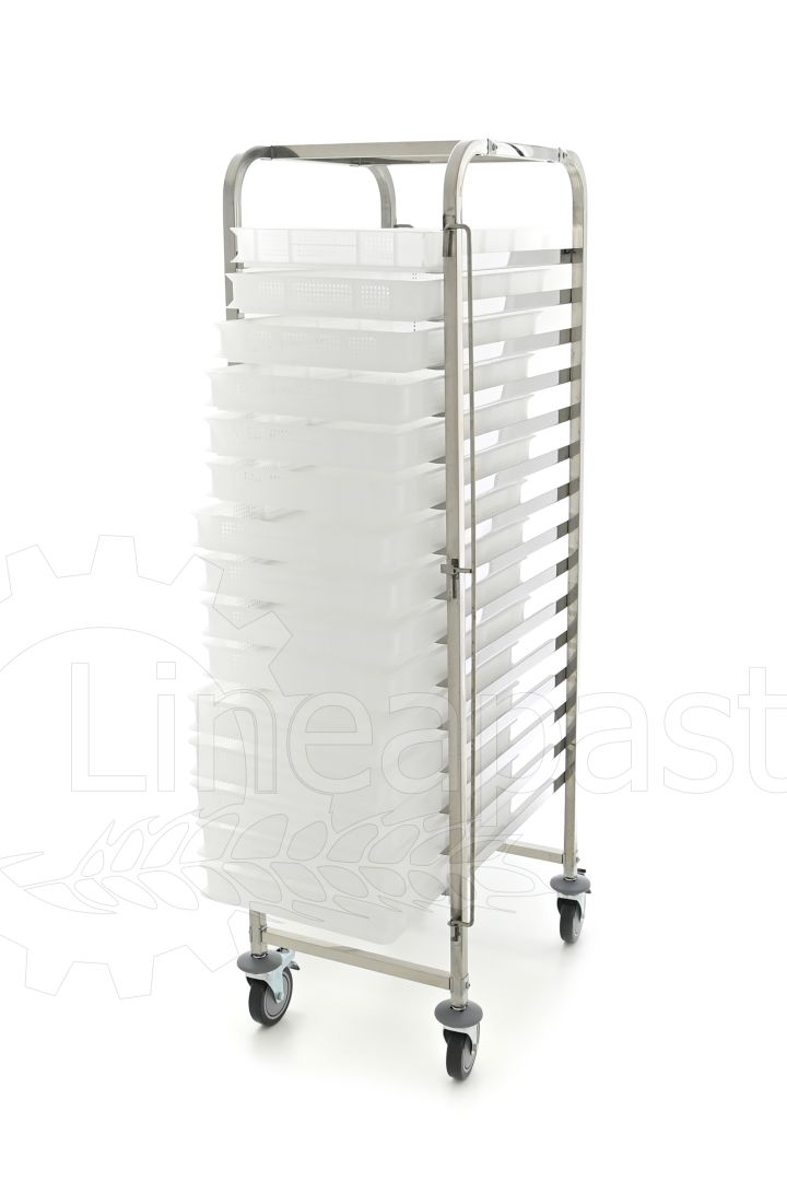 Stainless steel pasta trolley for 15 pasta trays