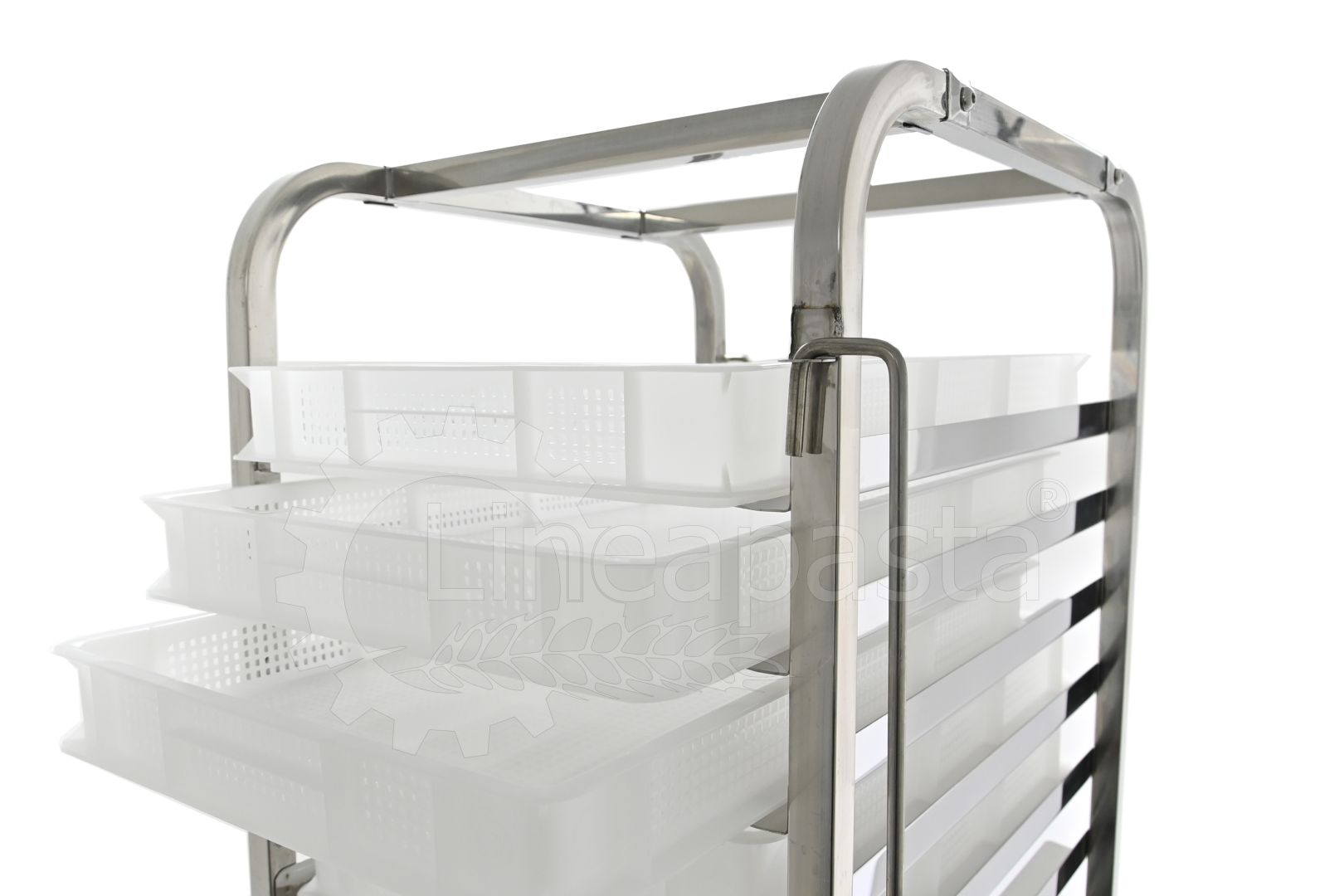 Stainless steel pasta trolley for 15 pasta trays