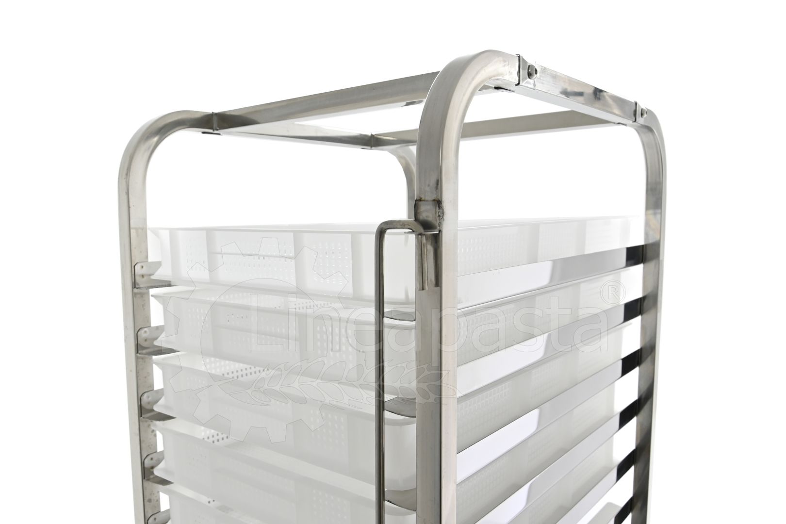 Stainless steel pasta trolley for 15 pasta trays