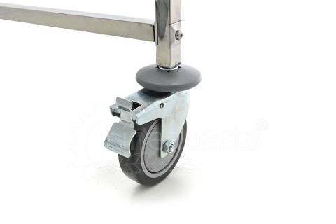 Stainless steel pasta trolley for 15 pasta trays Wheel locking system
