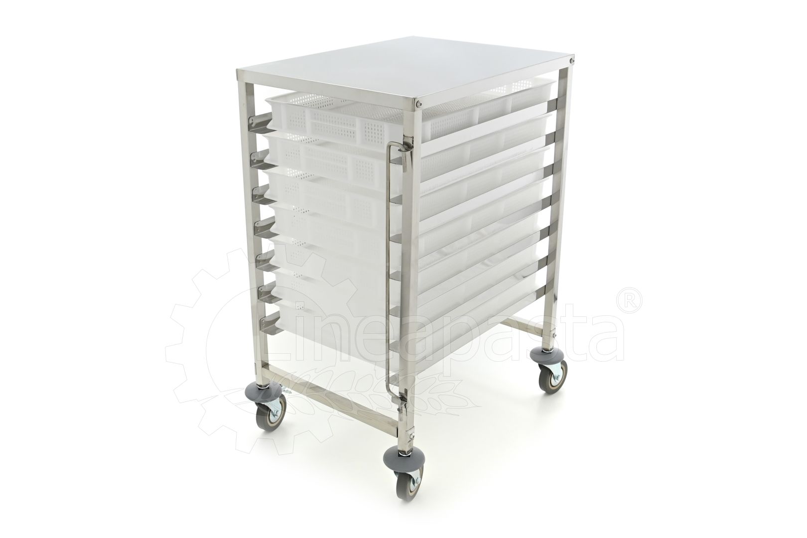 Carrello pasta in acciaio inox per 7 cassette