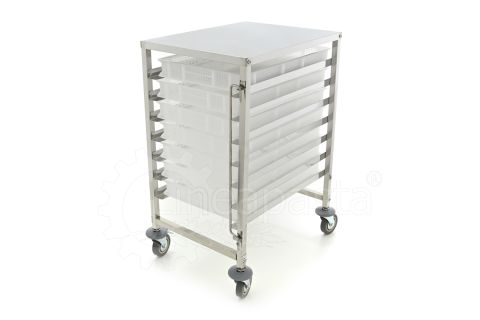 Carrello pasta in acciaio inox per 7 cassette