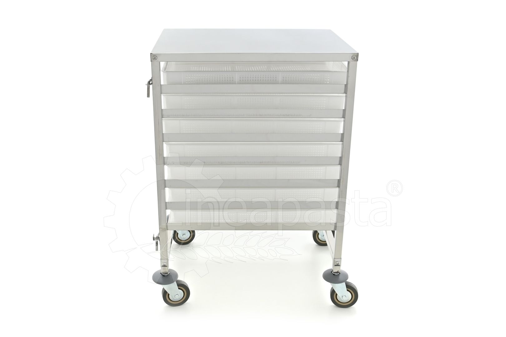 Carrello pasta in acciaio inox per 7 cassette