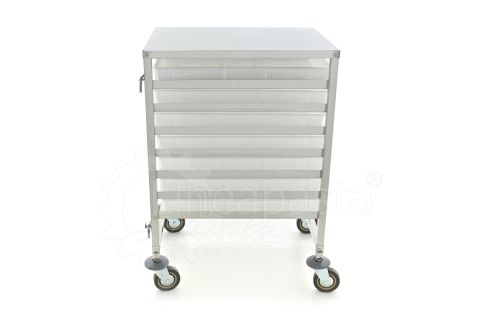 Carrello pasta in acciaio inox per 7 cassette