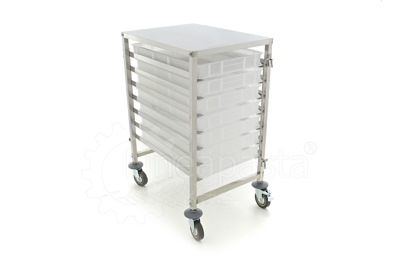 Carrello pasta in acciaio inox per 7 cassette