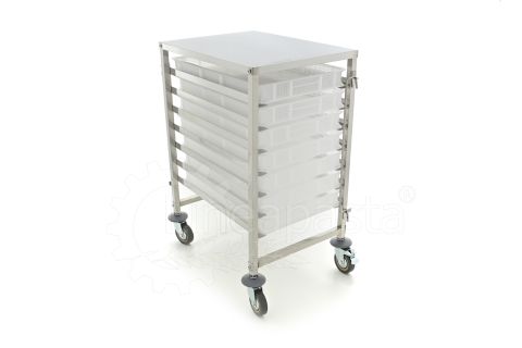 Carrello pasta in acciaio inox per 7 cassette