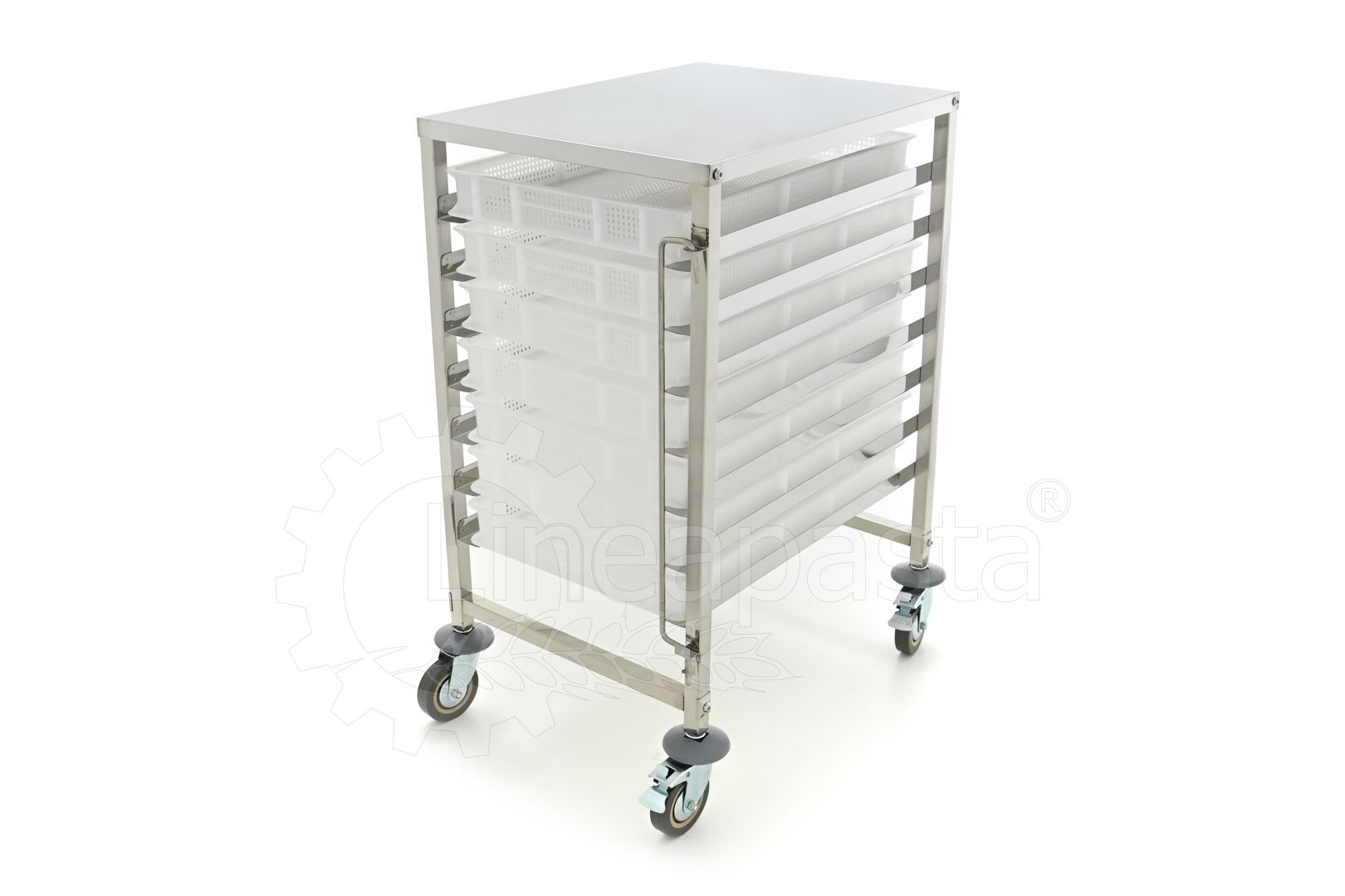 Carrello pasta in acciaio inox per 7 cassette