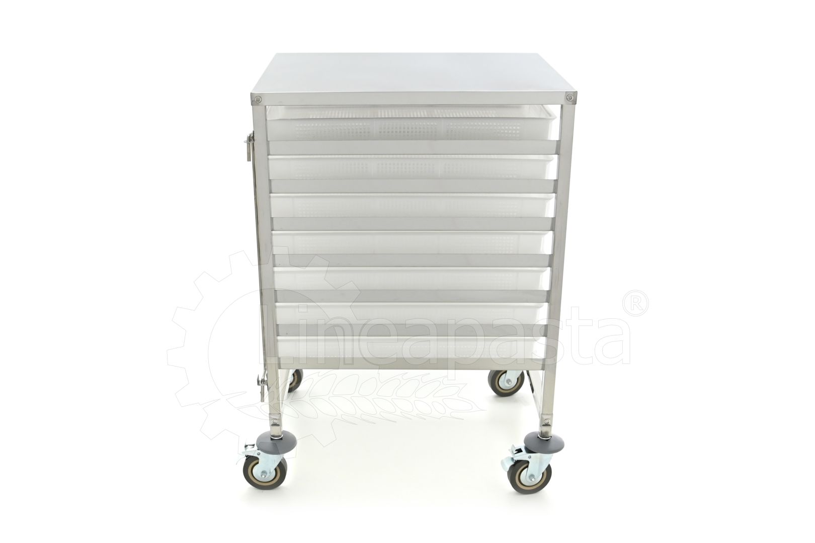 Carrello pasta in acciaio inox per 7 cassette