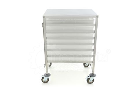 Carrello pasta in acciaio inox per 7 cassette