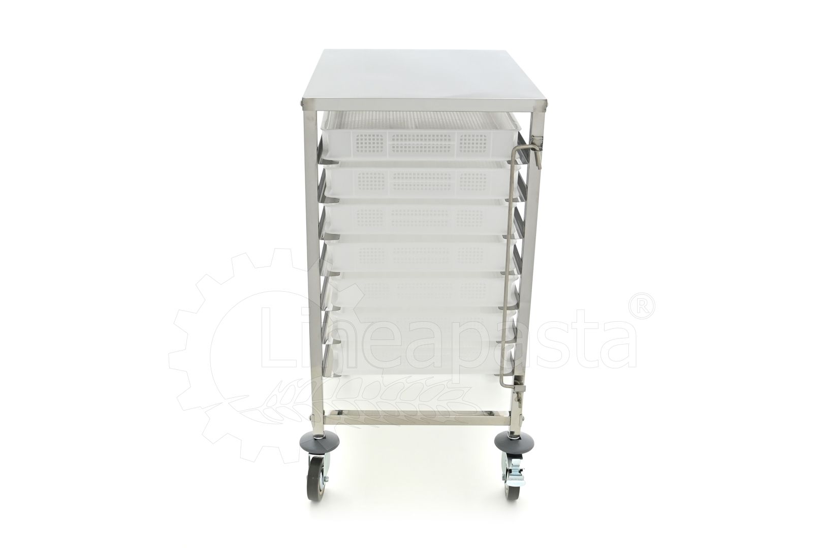 Carrello pasta in acciaio inox per 7 cassette
