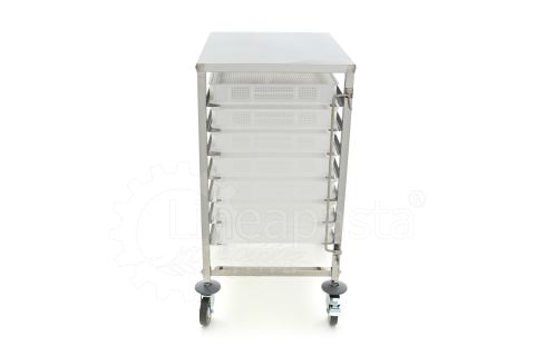 Carrello pasta in acciaio inox per 7 cassette