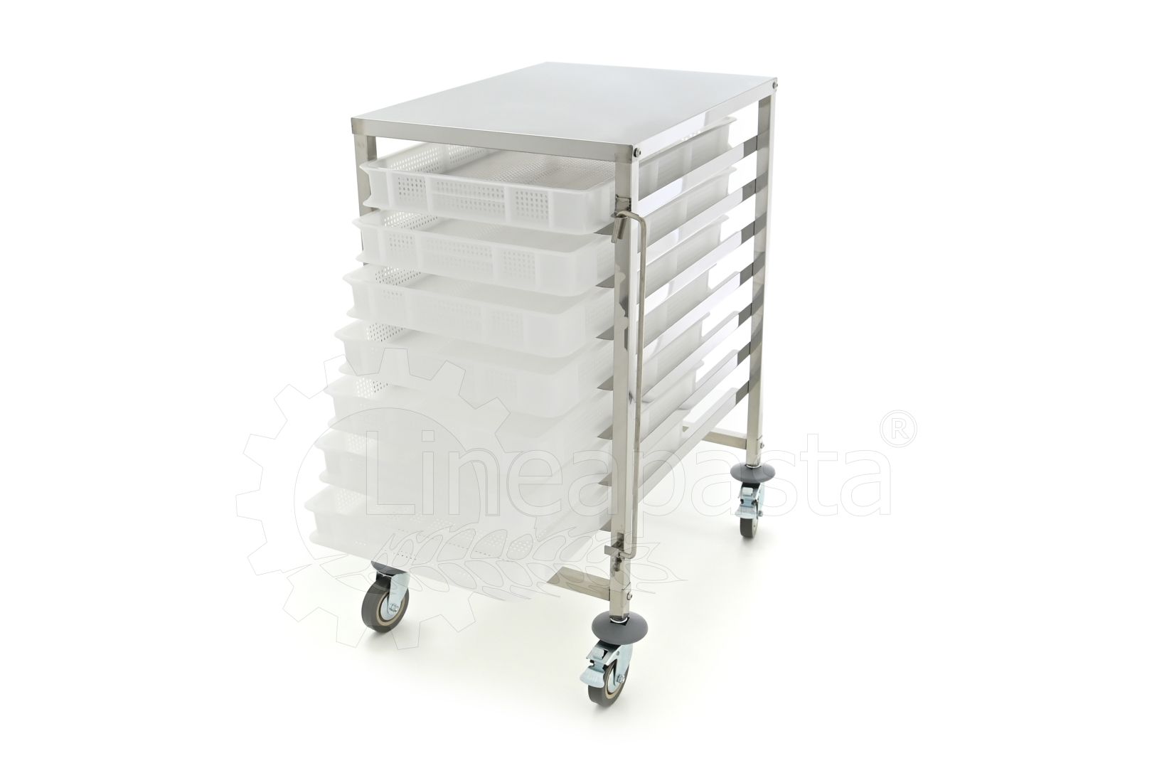 Carrello pasta in acciaio inox per 7 cassette
