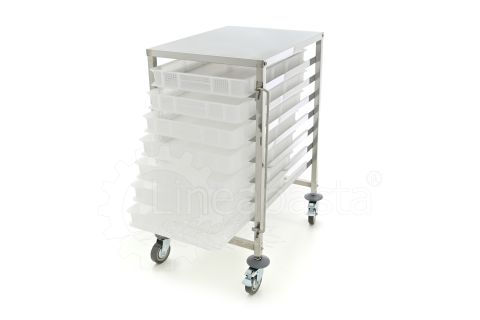 Carrello pasta in acciaio inox per 7 cassette