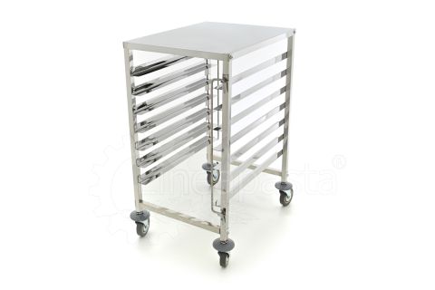 Carrello pasta in acciaio inox per 7 cassette