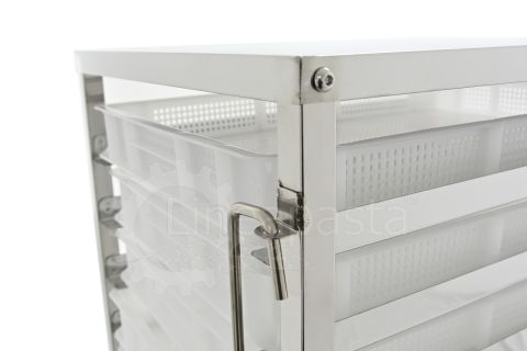 Carrello pasta in acciaio inox per 7 cassette