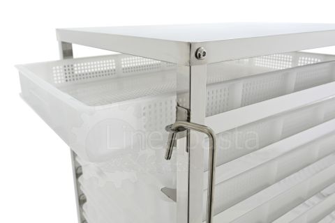 Carrello pasta in acciaio inox per 7 cassette