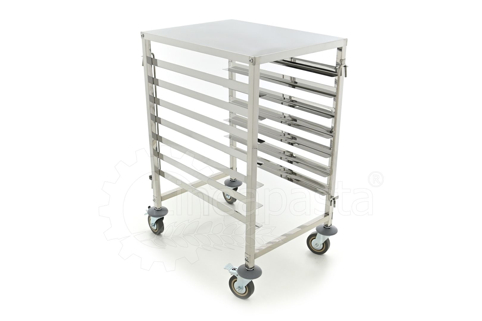 Carrello pasta in acciaio inox per 7 cassette