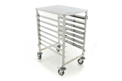 Carrello pasta in acciaio inox per 7 cassette