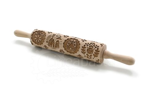 Mattarello decorativo con manico girevole da 43 cm in legno di faggio Nordico