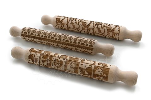32 cm beechwood decorative rolling pin