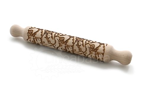 32 cm beechwood decorative rolling pin