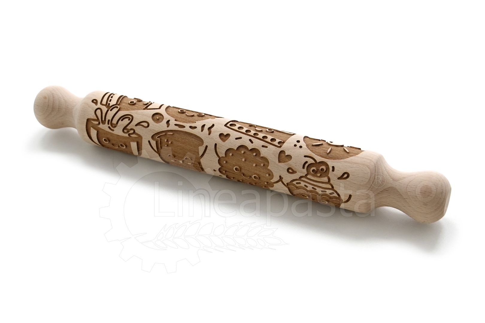 32 cm beechwood decorative rolling pin