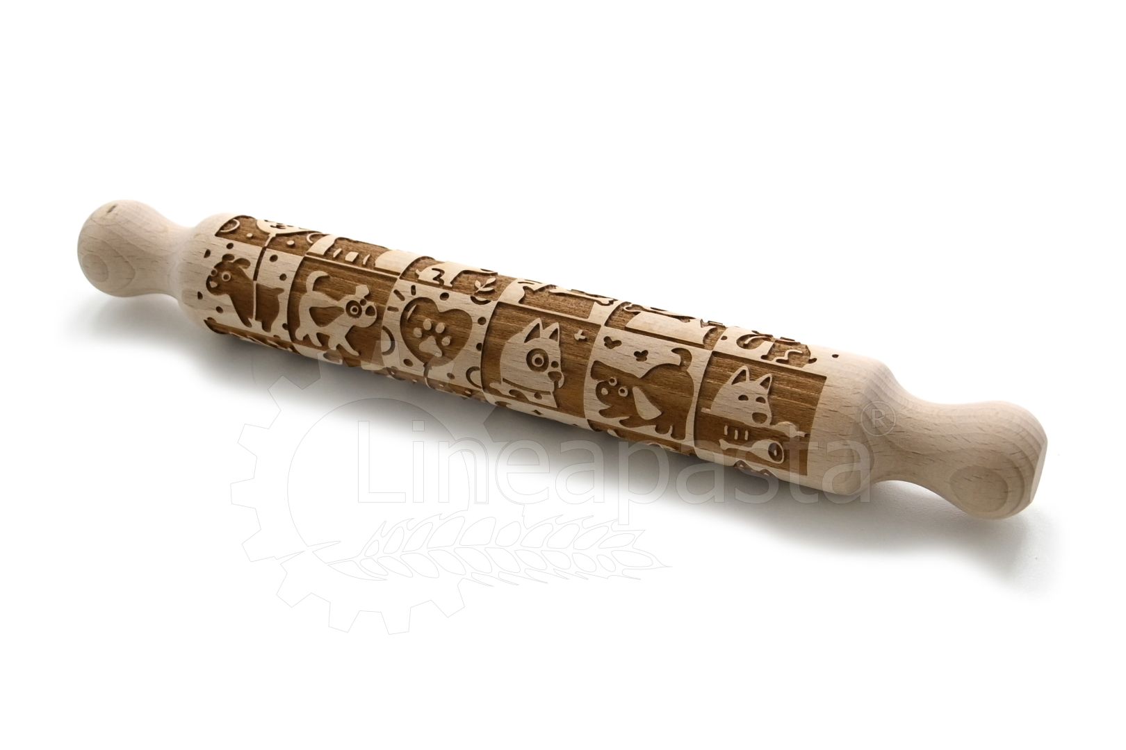 32 cm beechwood decorative rolling pin