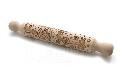 32 cm beechwood decorative rolling pin
