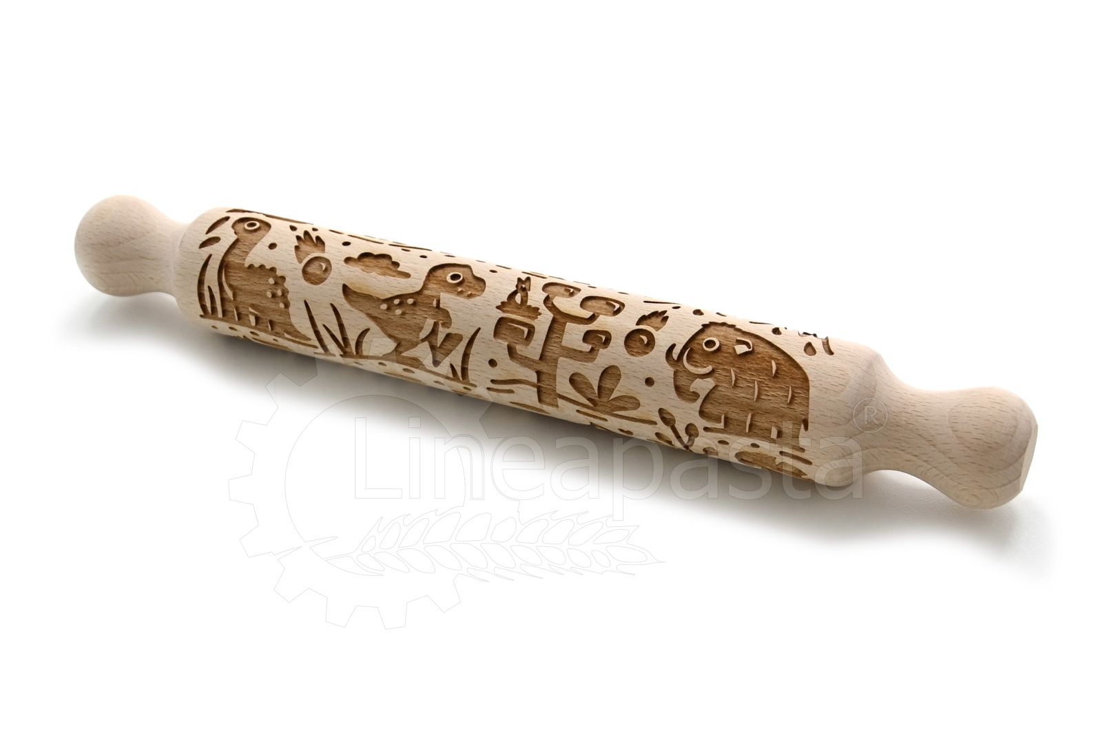 32 cm beechwood decorative rolling pin