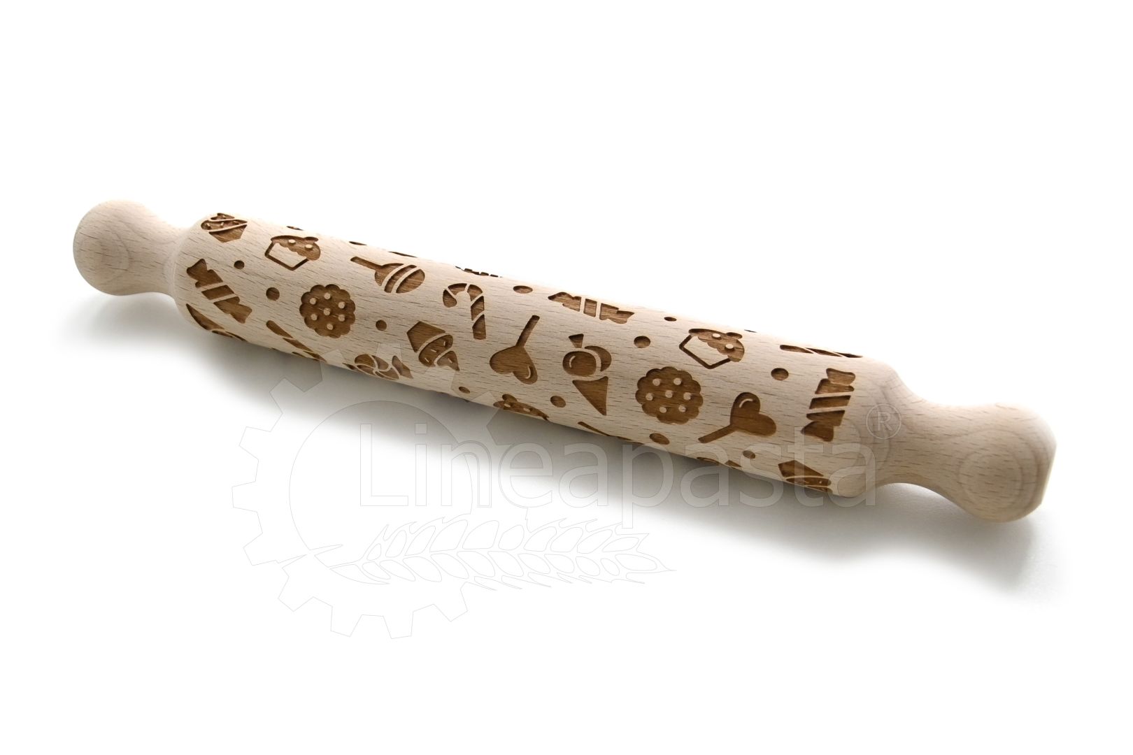 32 cm beechwood decorative rolling pin