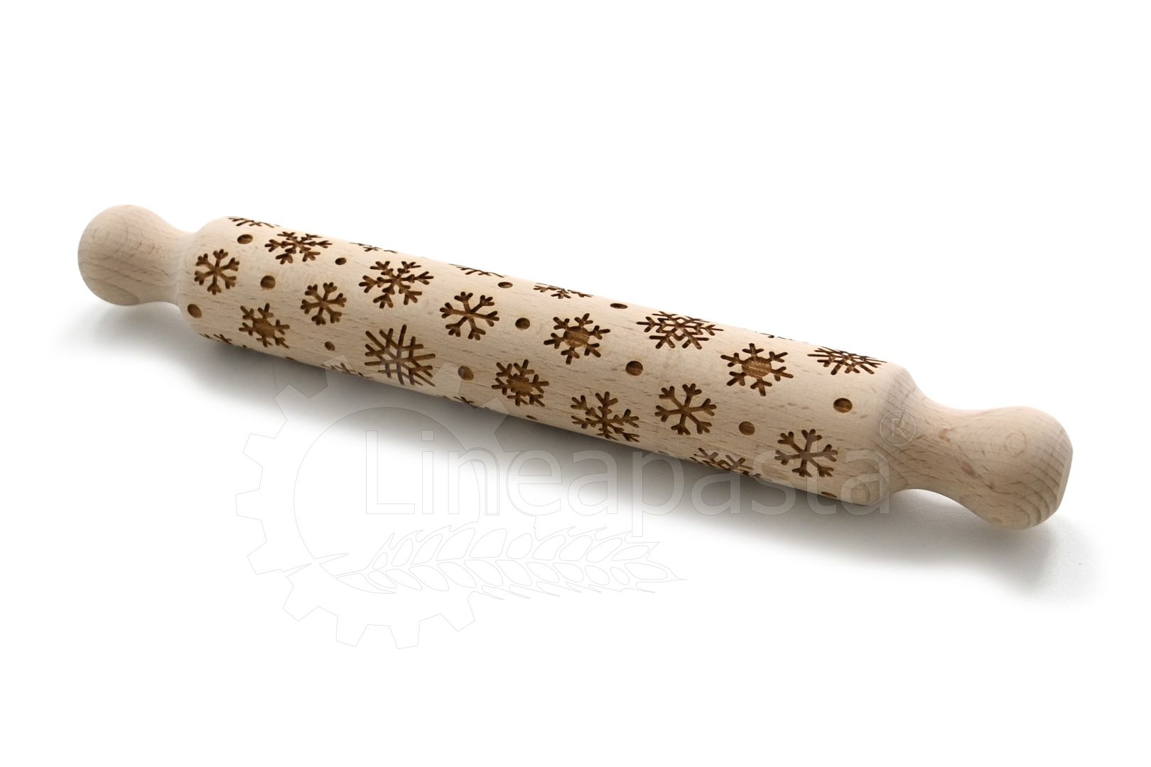 32 cm beechwood decorative rolling pin