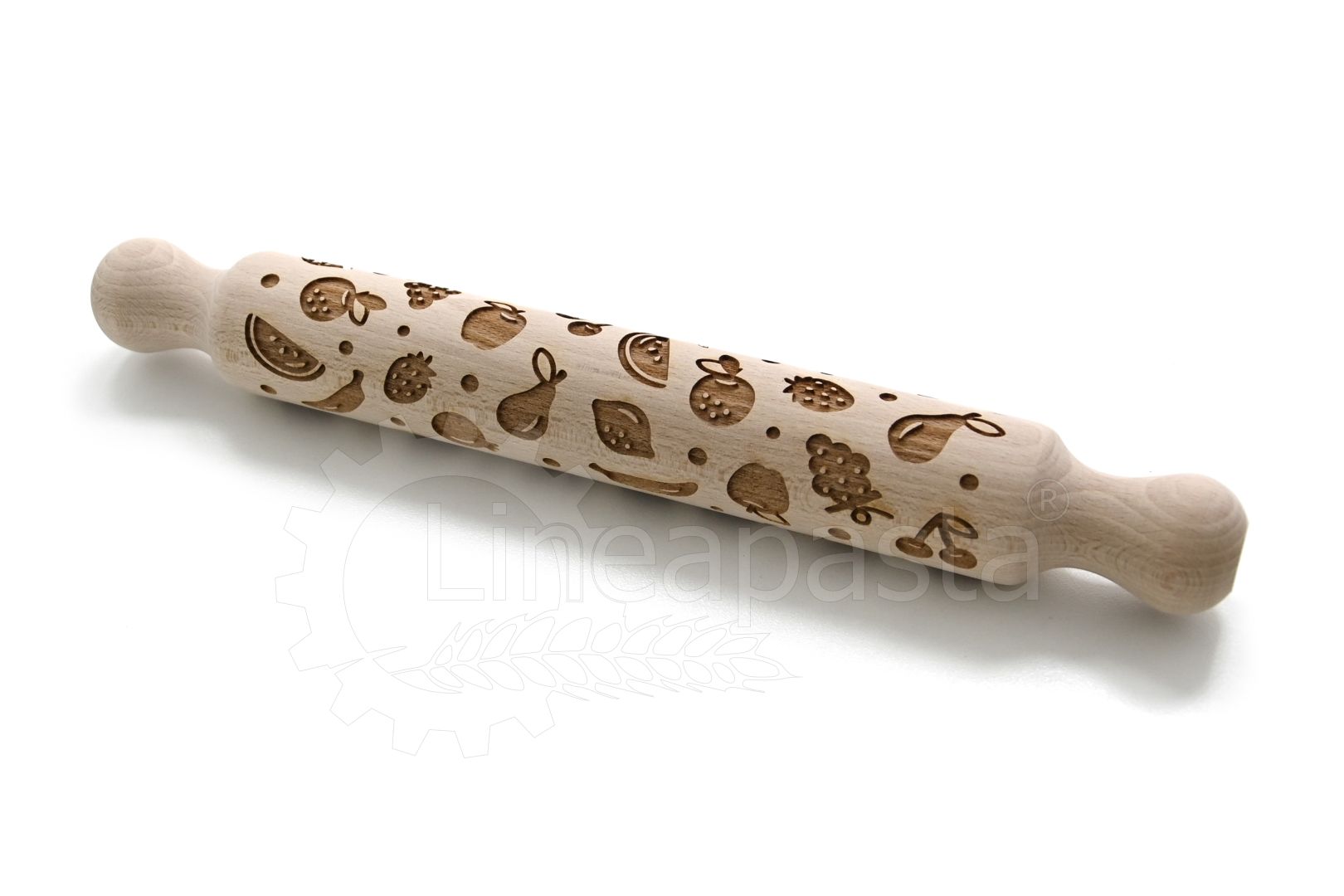 32 cm beechwood decorative rolling pin