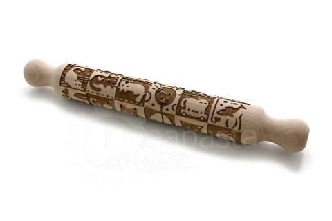 32 cm beechwood decorative rolling pin