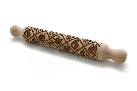 32 cm beechwood decorative rolling pin