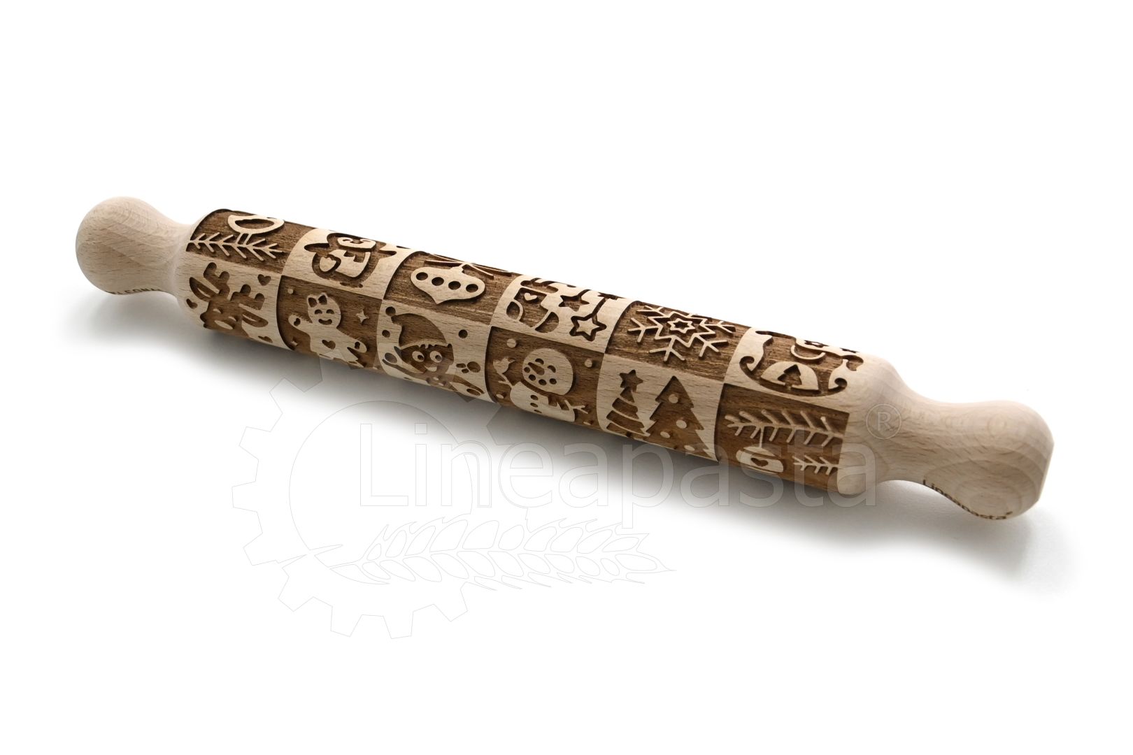 32 cm beechwood decorative rolling pin