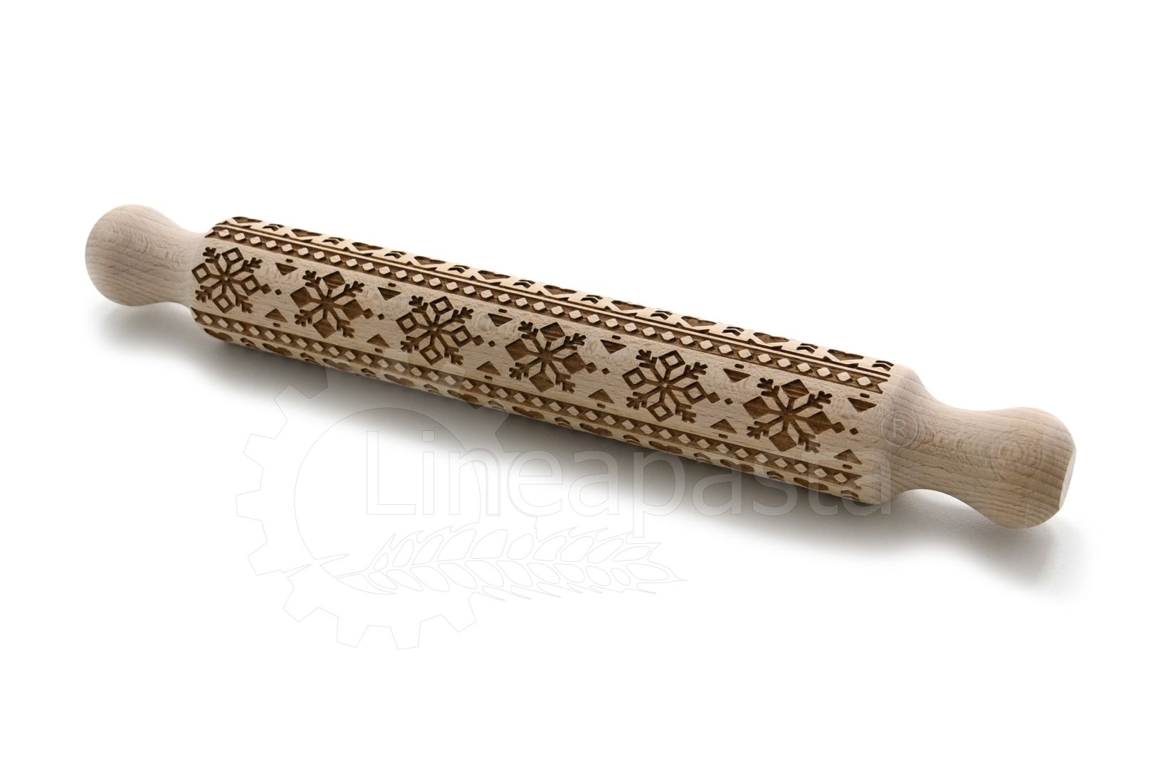 32 cm beechwood decorative rolling pin