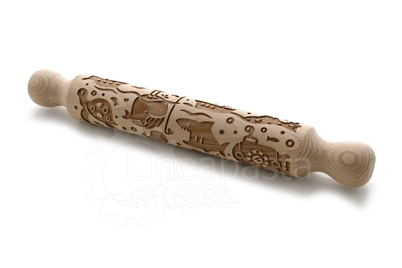 32 cm beechwood decorative rolling pin