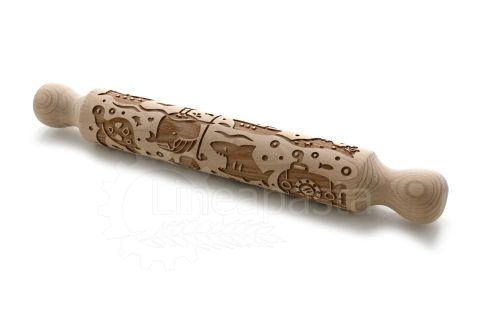 32 cm beechwood decorative rolling pin