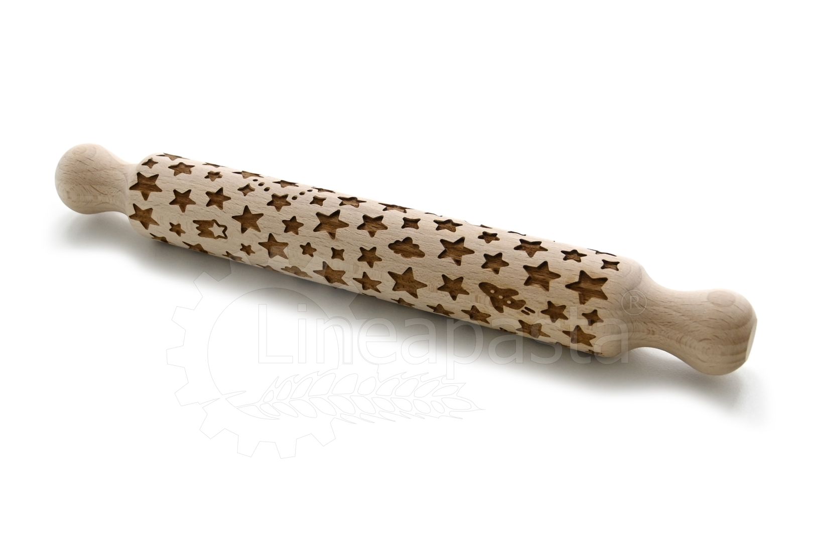 32 cm beechwood decorative rolling pin