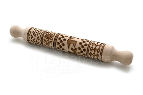 32 cm beechwood decorative rolling pin